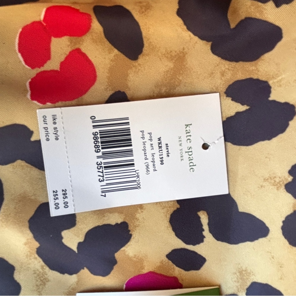 Kate Spade NY Stevie Pop Art Leopard Nylon Tote Black Patent Gold Hardware - Picture 4 of 11